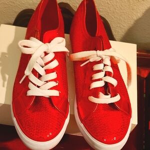 Gotta Flurt Metallic Red and White Sneakers Casual Style